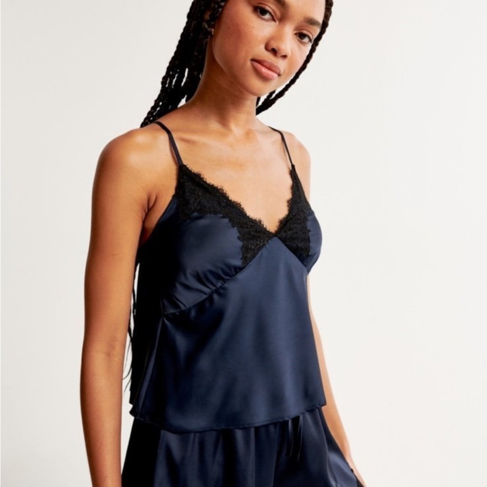 Abercrombie & Fitch Midnight Blue Lace Satin Cami | MSRP $40